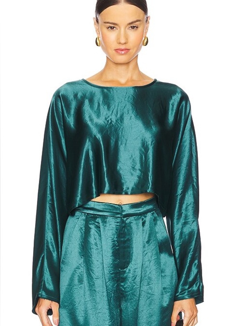 NONCHALANT Emilia Crop Top in Emerald Size S